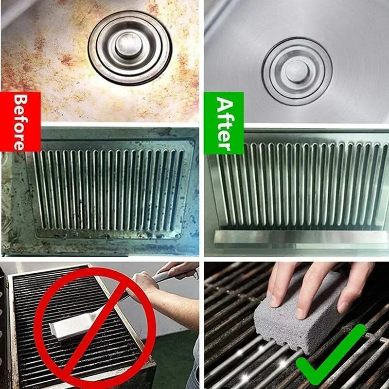 Bloco de tijolo para limpeza de churrasqueira, 4 unidades, rack de pedra para limpeza de churrasco, limpador de graxa, ferramenta para churrasco, limpador de escova de limpeza de manchas de óleo