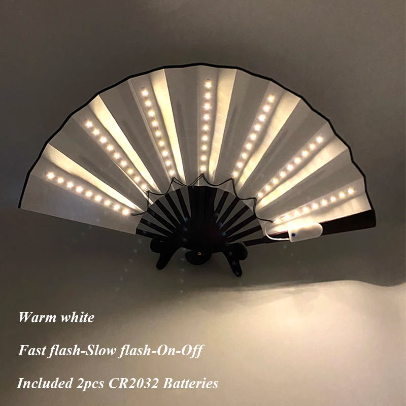 Suprimentos de iluminação para festa de carnaval de Halloween 10 polegadas LED luz neon ventilador rave dobrável ventilador luminoso brilhando na festa
