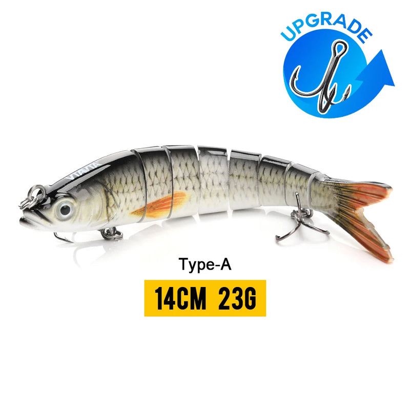 VTAVTA 10/14cm afundando wobblers iscas de pesca articuladas crankbait swimbait 8 segmento duro isca artificial para pesca enfrentar isca