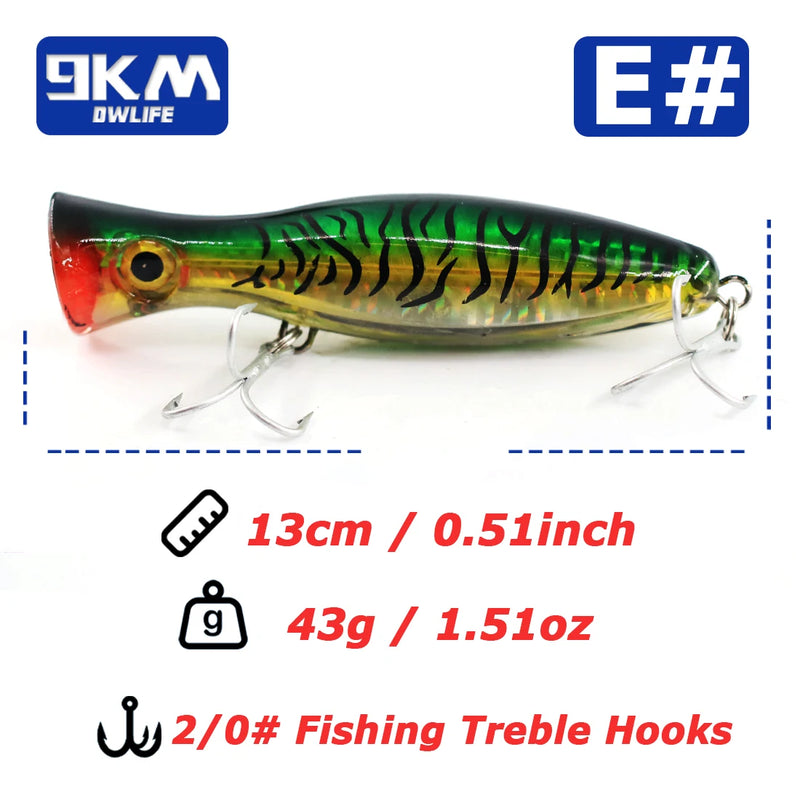 13cm popper isca de pesca de água salgada topwater popper iscas com gancho agudo para striper atum bluefish offshore grande predador peixe