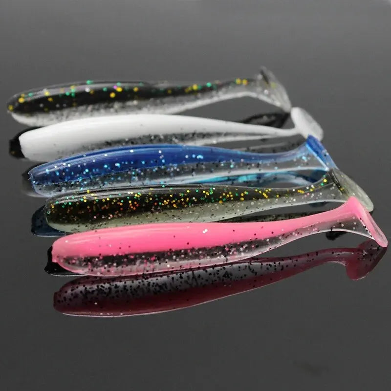 10 pçs/saco 70mm 90mm 120mm isca de natação isca de plástico macio 2 Polegada água salgada paddle cauda swimbait
