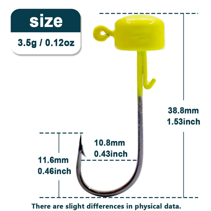 9km ned rig jighead cabeças de gabarito de pesca ganchos 5 pçs weedless em forma de cogumelo cabeça de peso para tipo de peixe baixo isca de pesca de água doce