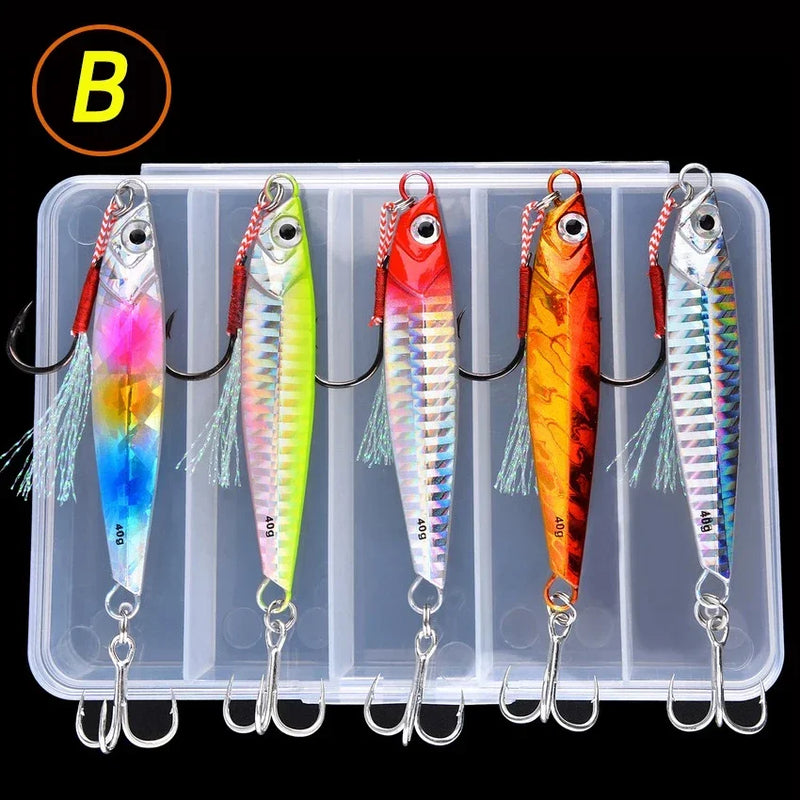 5 pçs metal gabarito isca de pesca pesos 10g-40g corrico isca dura baixo isca de pesca enfrentar truta jigging isca gabaritos iscas de água salgada