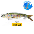 VTAVTA 10/14cm afundando wobblers iscas de pesca articuladas crankbait swimbait 8 segmento duro isca artificial para pesca enfrentar isca