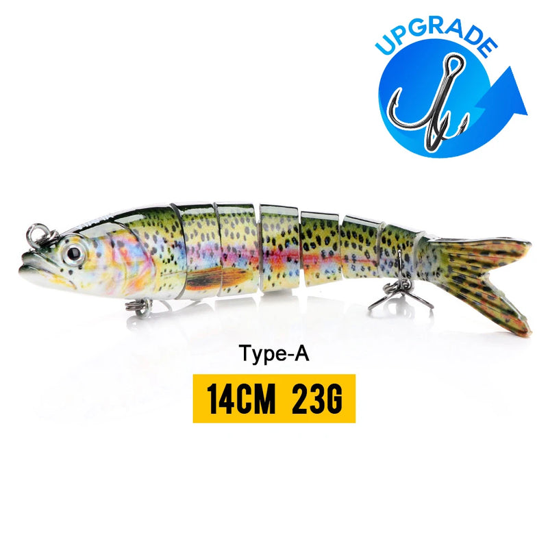 VTAVTA 10/14cm afundando wobblers iscas de pesca articuladas crankbait swimbait 8 segmento duro isca artificial para pesca enfrentar isca