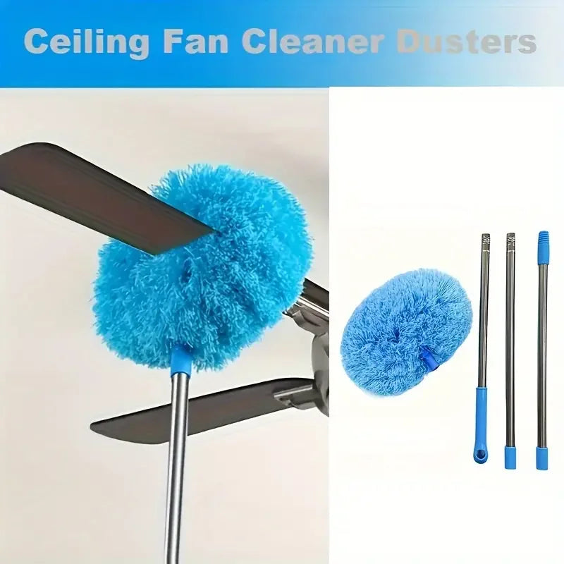 Ventilador de teto limpador espanadores com pólo de extensão escova de remoção de poeira removível teto e ventilador espanador ferramenta de limpeza de ventilador de teto