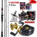Sougayilang-Carbon Fiber Fishing Rod e Reel Combo, Baitcasting Reel, 7.2:1 Gear Ratio, Max Drag 10kg para Bass, 1.8-2.1m