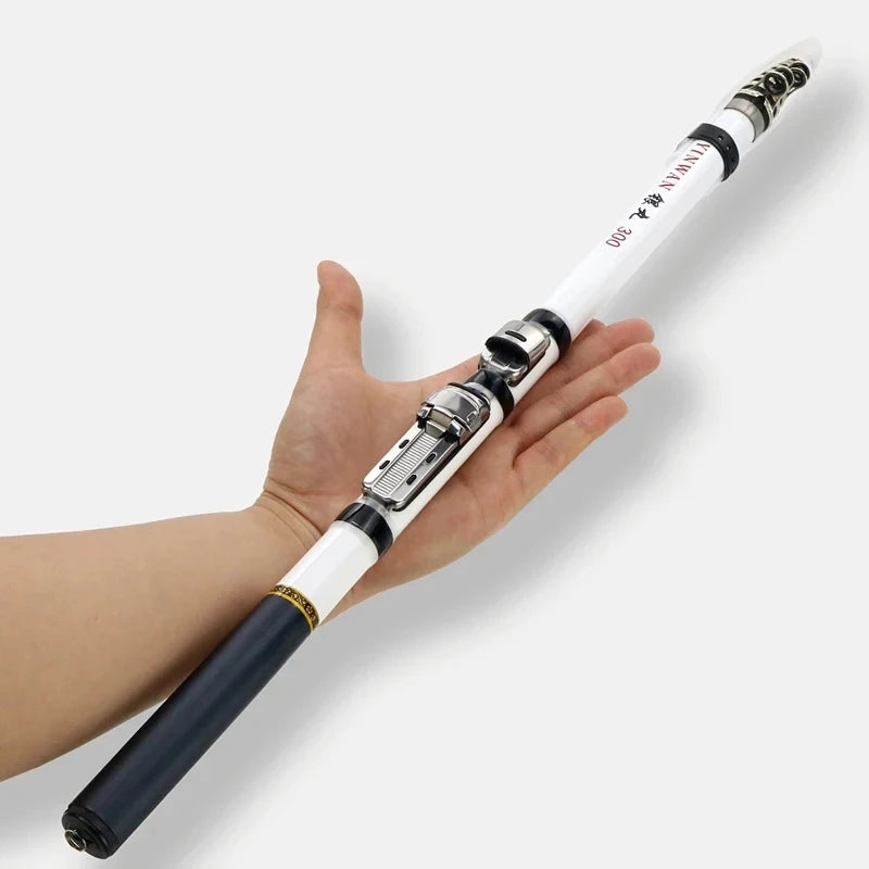 1.8m/2.1m/2.4m/2.7m/3.0m vara de pesca telescópica em rocha girando mosca carpa alimentador fibra vidro pesca mini viagem vara carretel assento