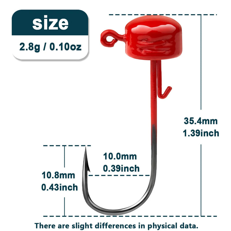 9km ned rig jighead cabeças de gabarito de pesca ganchos 5 pçs weedless em forma de cogumelo cabeça de peso para tipo de peixe baixo isca de pesca de água doce