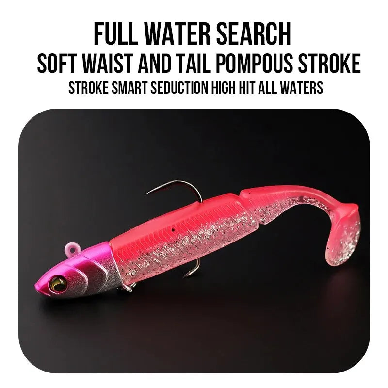 Taiyu gabarito cabeça iscas de pesca macias 21g t-tail silicone isca wobblers metal spinner colher isca para pique truta baixo equipamento de pesca