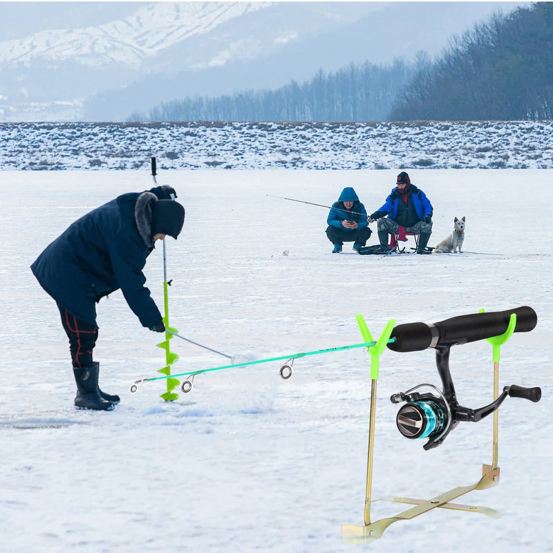 Sougayilang 63cm 71cm inverno varas de pesca no gelo 2 seções ultraleve portátil inverno vara de pesca alça de madeira varas giratórias