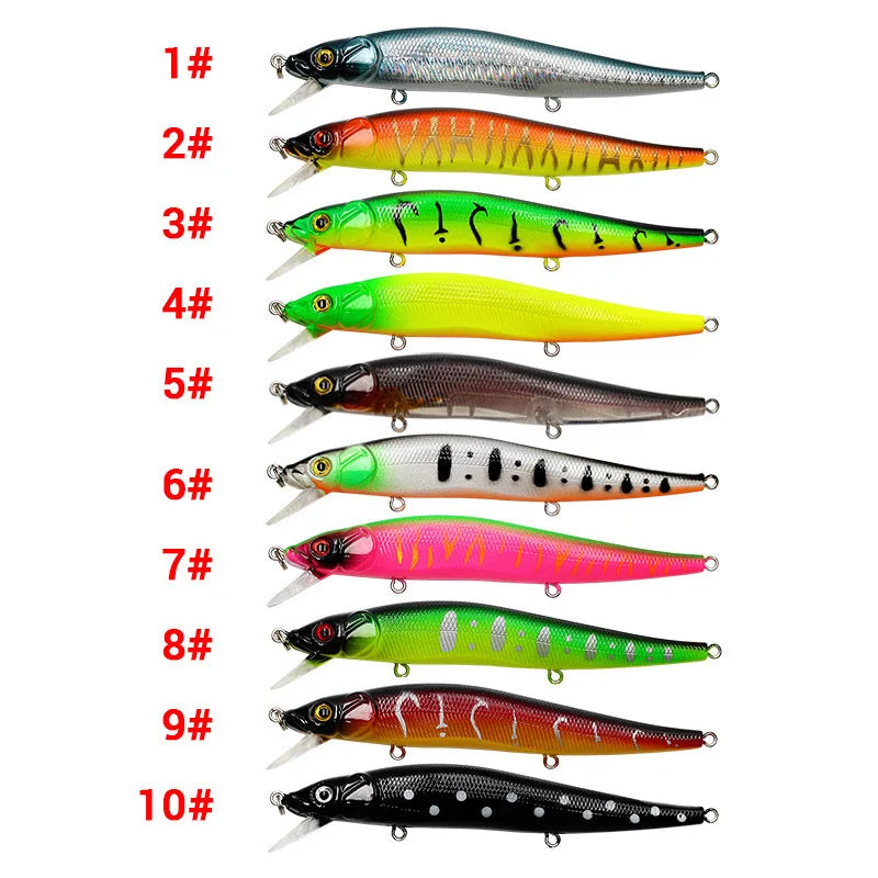 Isca de pesca 11.5cm/14g balanço biônico artificial isca dura enfrentar 3d olhos gancho wobbler pesca da carpa para baixo pique 5/10 pçs