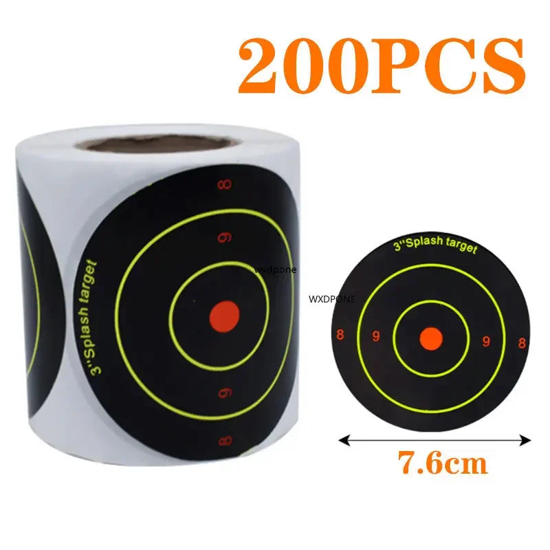 100/200 unidades por rolo 7,50 cm autoadesivo respingos respingo amplificador reativo (impacto de cores) alvos adesivos de tiro (olhos de toques)