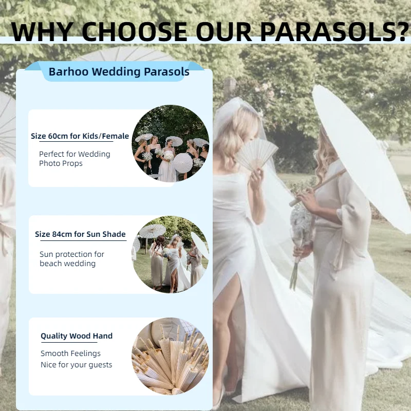 10-30 pçs guarda-sol de papel guarda-chuvas de papel chinês diy guarda-chuva branco fotografia adereços verão brancos festa casamento nupcial 60/80cm