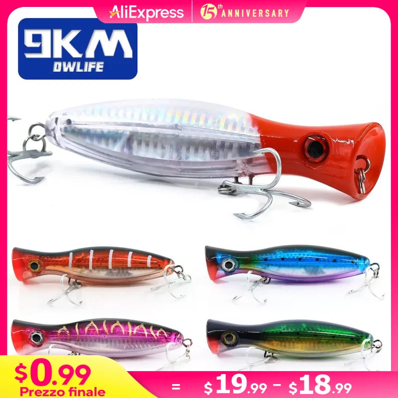 13cm popper isca de pesca de água salgada topwater popper iscas com gancho agudo para striper atum bluefish offshore grande predador peixe