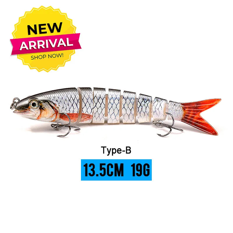 VTAVTA 10/14cm afundando wobblers iscas de pesca articuladas crankbait swimbait 8 segmento duro isca artificial para pesca enfrentar isca
