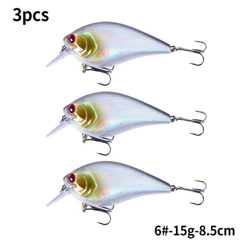 HENGJIA 1 peça 8.5cm 15g chocalho mergulho raso crankbait artificial wobbler para baixo pique isca dura isca de pesca equipamento 6 cores