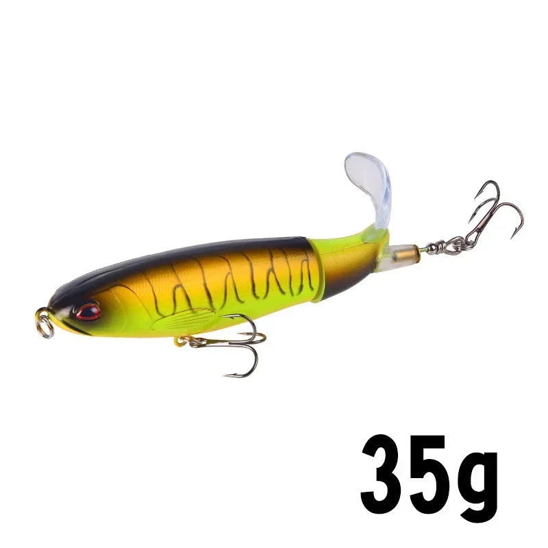 1 pçs 10cm/14cm topwater isca de pesca whopper popper isca artificial duro plopper macio rotação cauda equipamento de pesca isca de pesca