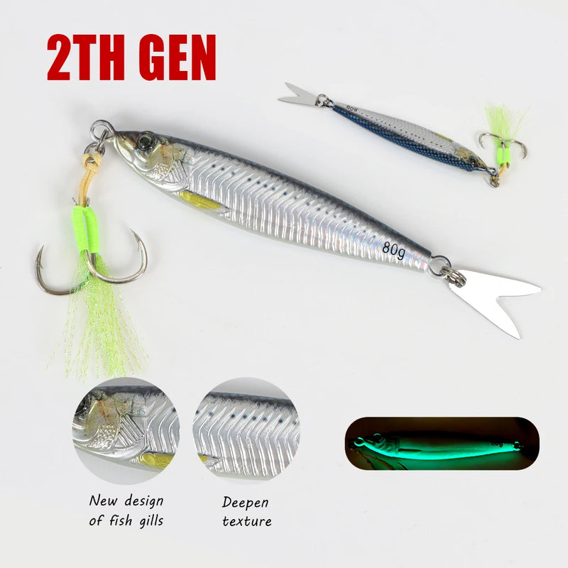 Tolu 2024 novo 3d impresso rápido afundando metal gabarito isca 20g 30g 40g 60g 80g água salgada costa fundição isca de pesca vertical metal gabarito