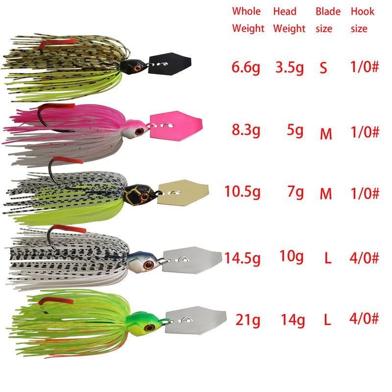 Mycena 7g/9g/11g/14g/21g isca de pesca vibração spinner isca lâmina gabarito dançarino buzzbait wobbler chatterbait para o peixe pique baixo