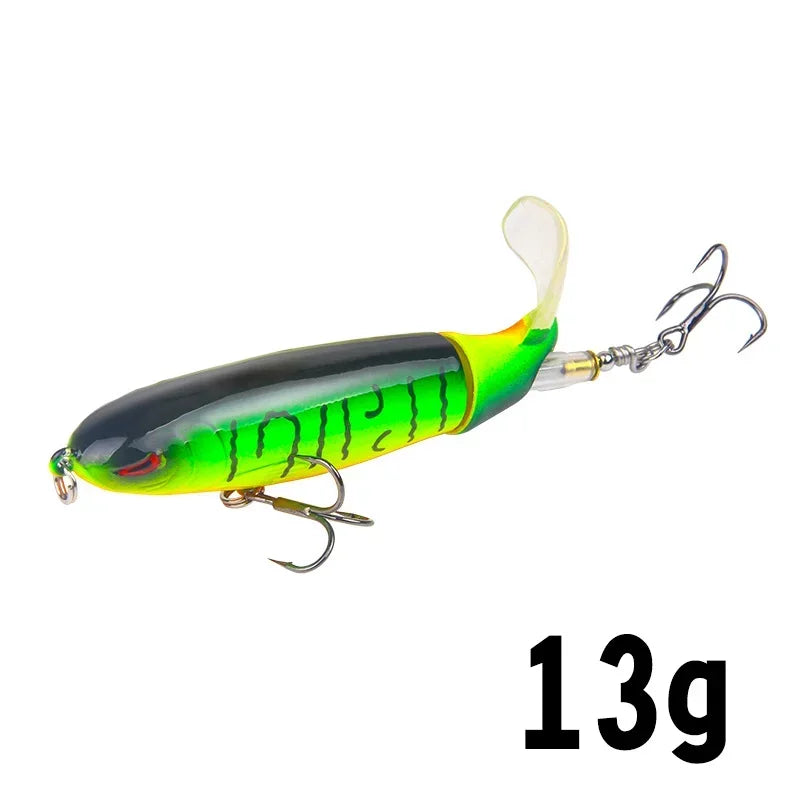 1 pçs 10cm/14cm topwater isca de pesca whopper popper isca artificial duro plopper macio rotação cauda equipamento de pesca isca de pesca