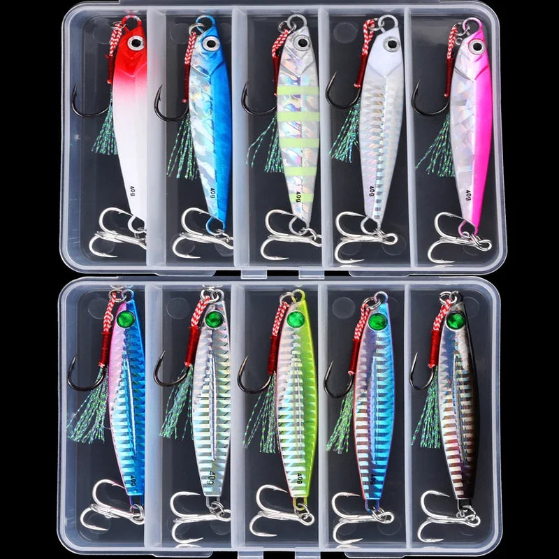 5 pçs metal gabarito isca de pesca pesos 10g-40g corrico isca dura baixo isca de pesca enfrentar truta jigging isca gabaritos iscas de água salgada