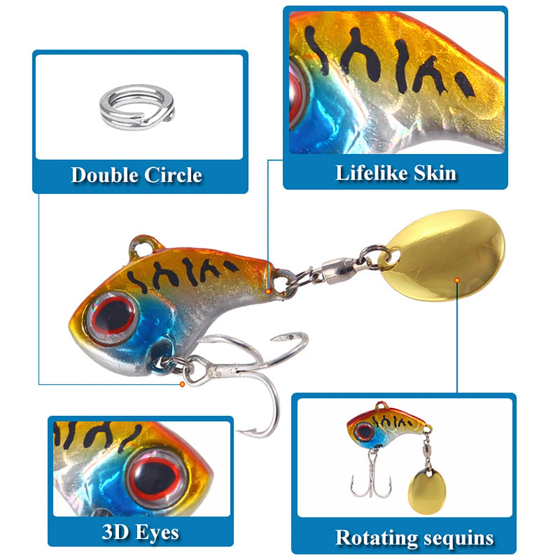 5 pçs spinner isca de pesca 5g/7g/10g/14g/20g fundição longa gota tiro isca vib vibração artificial isca giratória pique equipamento de pesca