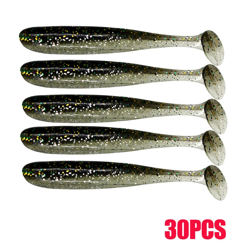 10-50 pçs 70mm isca de pesca macia artificial silicone truta shad carpa minhoca afundando isca t cauda jigging wobbler isca de pesca enfrentar