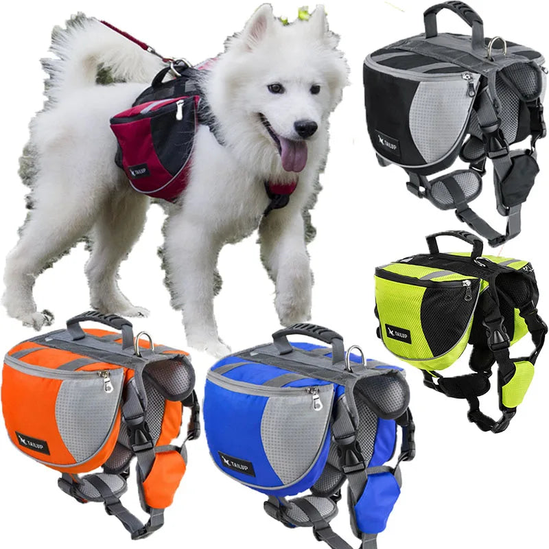 Mochila portátil para cães, bolsa para lanches, bolsa para treinamento de cães, bolsa de armazenamento, mochila, bolsa de viagem, mochila com fita reflexiva e bolso traseiro