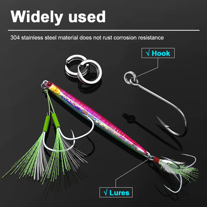 FishTrip Anéis Divididos de Pesca 30 ~ 200 Pacote de Aço Inoxidável Pesado Isca de Água Salgada Gancho Conector de Pesca Terminal Tackle