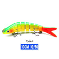 VTAVTA 10/14cm afundando wobblers iscas de pesca articuladas crankbait swimbait 8 segmento duro isca artificial para pesca enfrentar isca