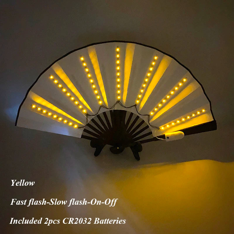 Suprimentos de iluminação para festa de carnaval de Halloween 10 polegadas LED luz neon ventilador rave dobrável ventilador luminoso brilhando na festa
