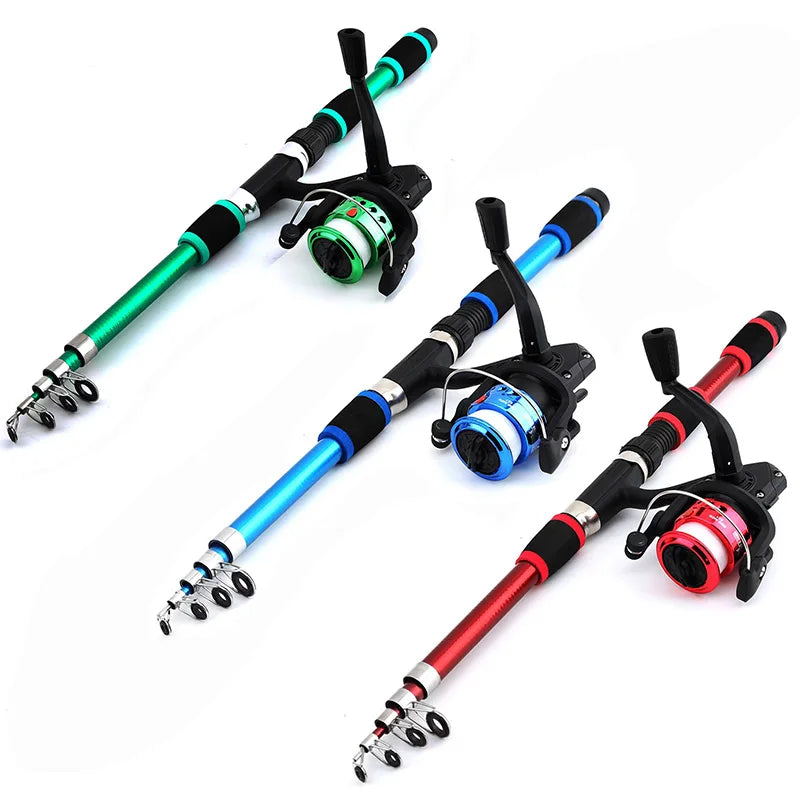Conjunto de vara de pesca kits completos com vara de pesca telescópica e molinete iscas ganchos conjunto de pólo de viagem