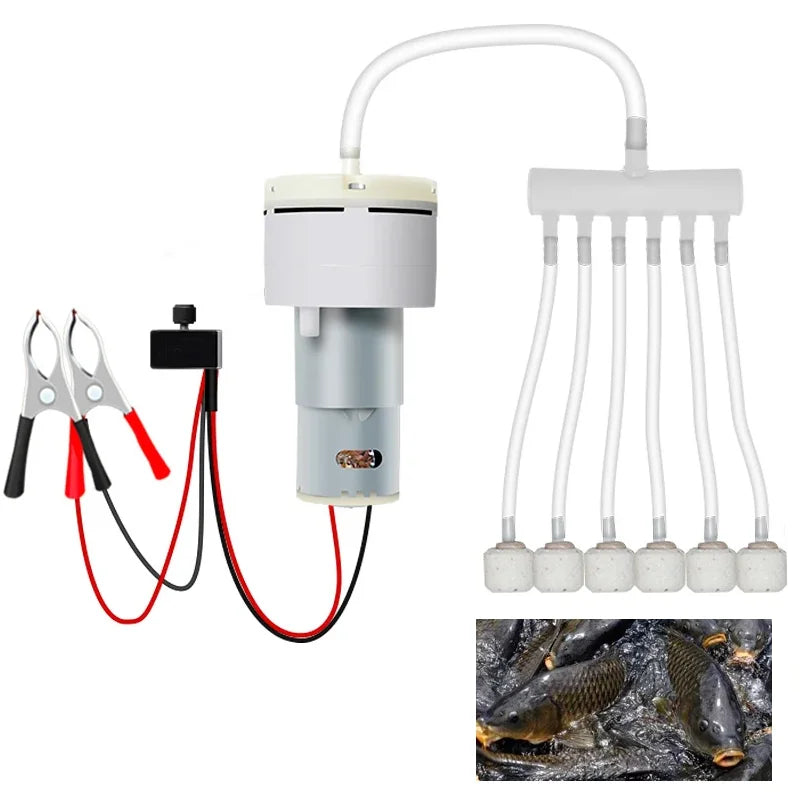Mini bomba de ar dc 12v para aquário, água, oxigênio, motor pumo, volume pwm ajustável, pesca, aquário, criação de tanque de peixes