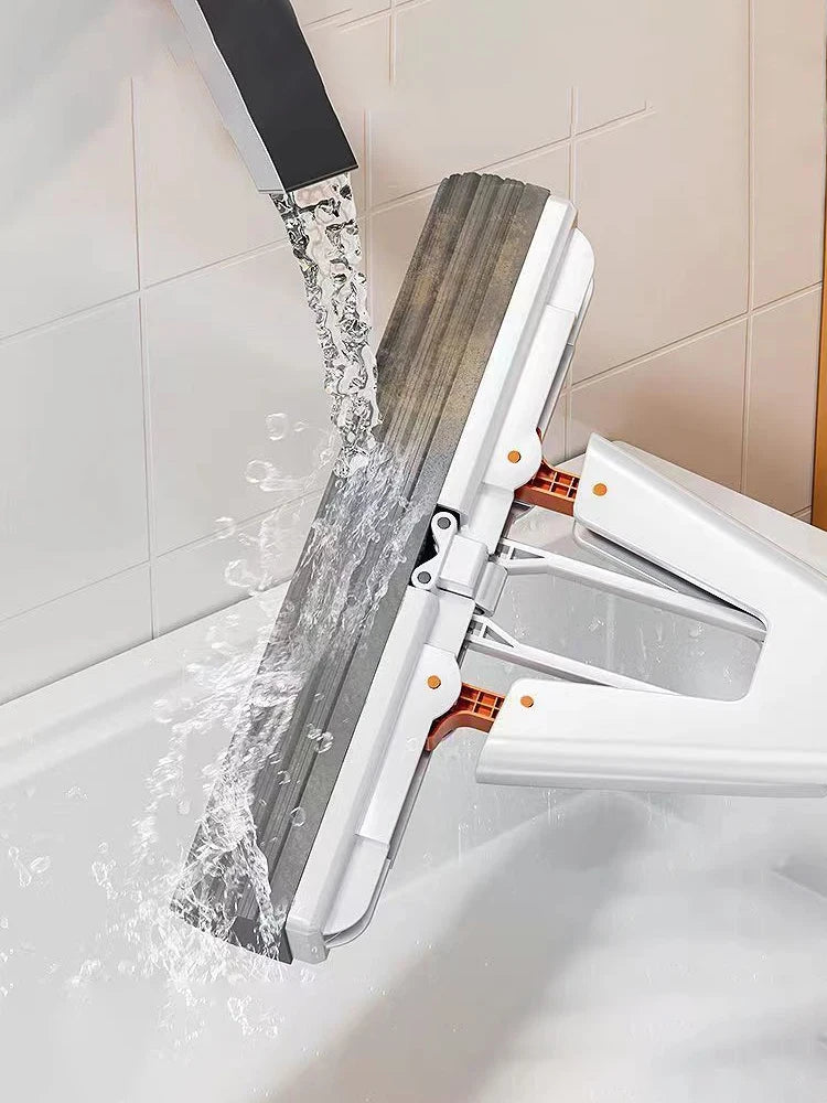 Esfregão de algodão de borracha com drenagem automática espremida, mão livre, mágico, auto-limpeza, esfregão plano, esponja reutilizável, ferramenta de limpeza de piso doméstico
