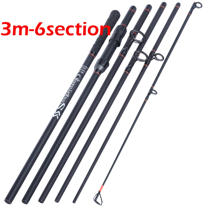Sougayilang vara de pesca de carpa, 3m, 3.6m, fibra de carbono de alta qualidade, 3.5lb, portátil, 6/7 seções, vara alimentadora giratória para água doce