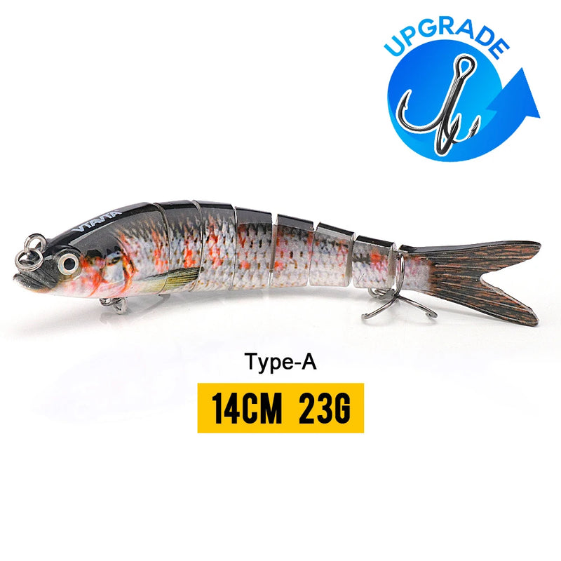 VTAVTA 10/14cm afundando wobblers iscas de pesca articuladas crankbait swimbait 8 segmento duro isca artificial para pesca enfrentar isca