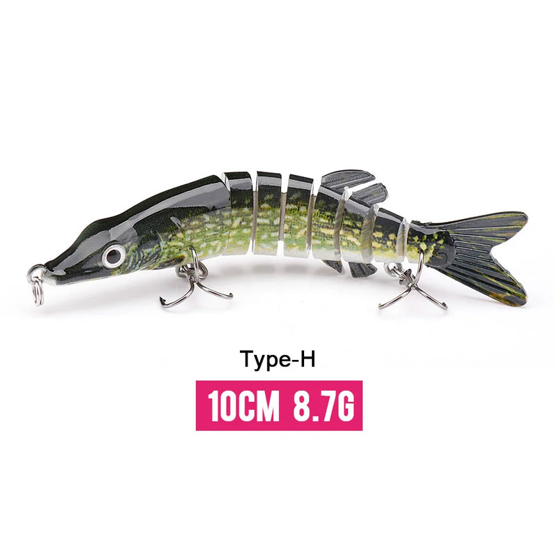 VTAVTA 10/14cm afundando wobblers iscas de pesca articuladas crankbait swimbait 8 segmento duro isca artificial para pesca enfrentar isca
