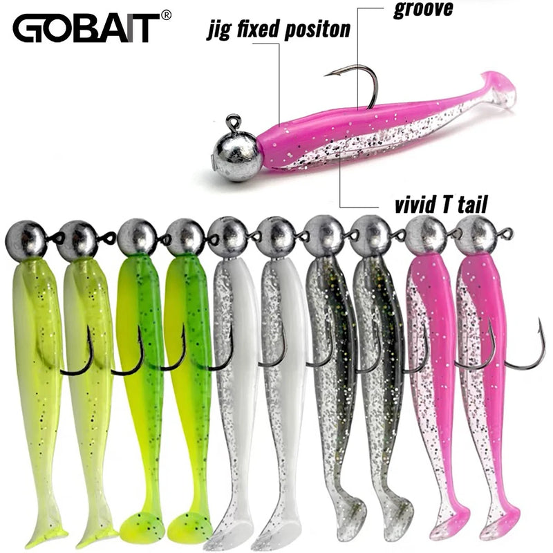 10 pçs isca macia 5.5cm 7cm 10cm t cauda worm 3 pçs jigging cabeça gancho 3g 5g 10g metal gabarito carpa pesca swimbait engrenagem kit isca