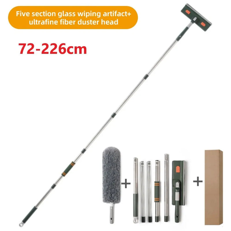 Ferramenta de limpeza de janelas estendida, 72-226cm, limpador de vidro, esfregão com raspador de silicone, escova de limpeza de janelas, ferramentas de limpeza doméstica