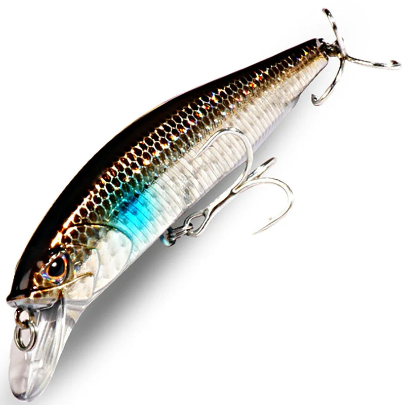 Afundando minnow 19g flutuante jerkbait 15g isca de pesca ganchos agudos swimbait pesca popper enfrentar wobbler manivela isca artificial