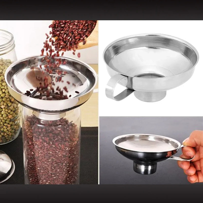 Funil de enlatamento de boca larga de aço inoxidável Hopper grosso, Molho de salada, óleo pode, vinho, cozinha cozinhar ferramenta
