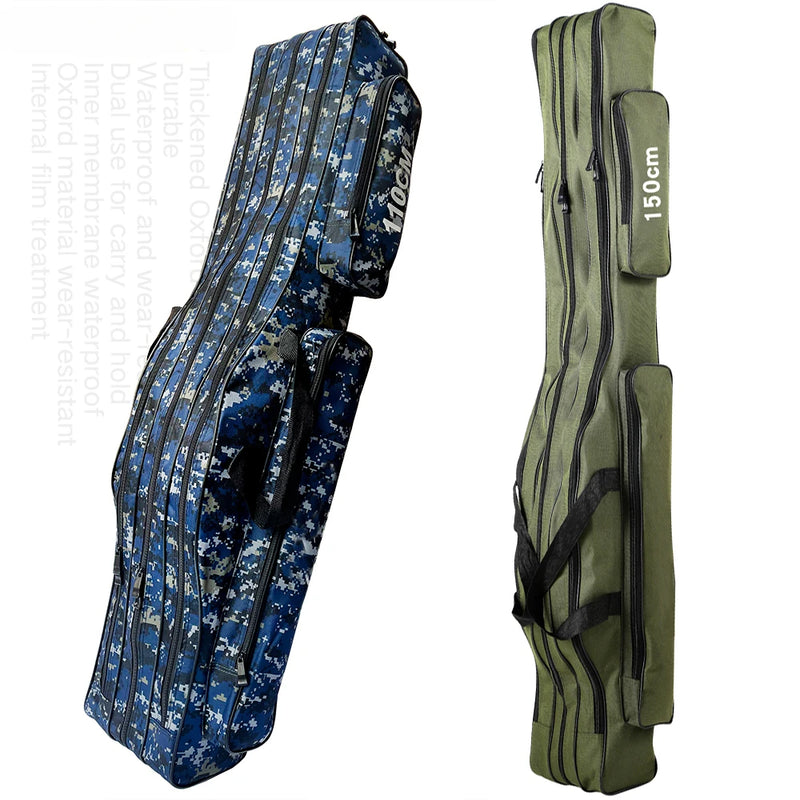 Bolsa de pesca multifuncional de grande capacidade, 2/3 camadas, 110cm-150cm, portátil, oxford, vara de pesca, estojo de armazenamento, equipamento de pesca