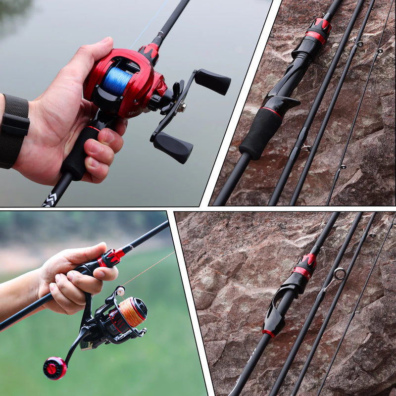 Sougayilang-Casting Spinning Fishing Rod, Ultraleve Carbon Fiber Rod, Pole 4 Seção com EVA Handle, Isca Peso 0.8-5g, 2.1m