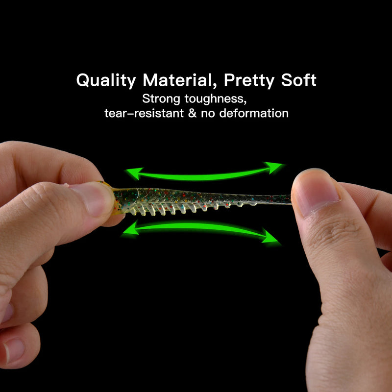 Goture kit de isca macia 40 peças conjunto de isca de silicone 5cm 0.7g gancho de gabarito 3.2cm 3.5g ganchos de pesca com caixa de equipamento de pesca isca macia