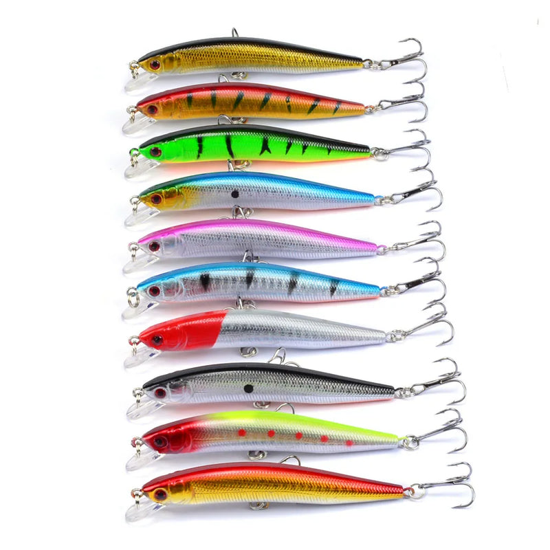 1 pçs minnow isca de pesca 95mm 8g flutuante isca dura wobbler jig isca crankbait carpa listrado baixo pesca equipamento de pesca swimbait