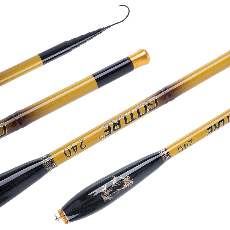 Goture-Vara De Pesca Telescópica Ultra Leve, Mini Pólo De Mão, Fibra De Carbono, Córrego, Lago, Equipamento De Pesca De Água Doce, 24T, 1,4 m-3,6 m