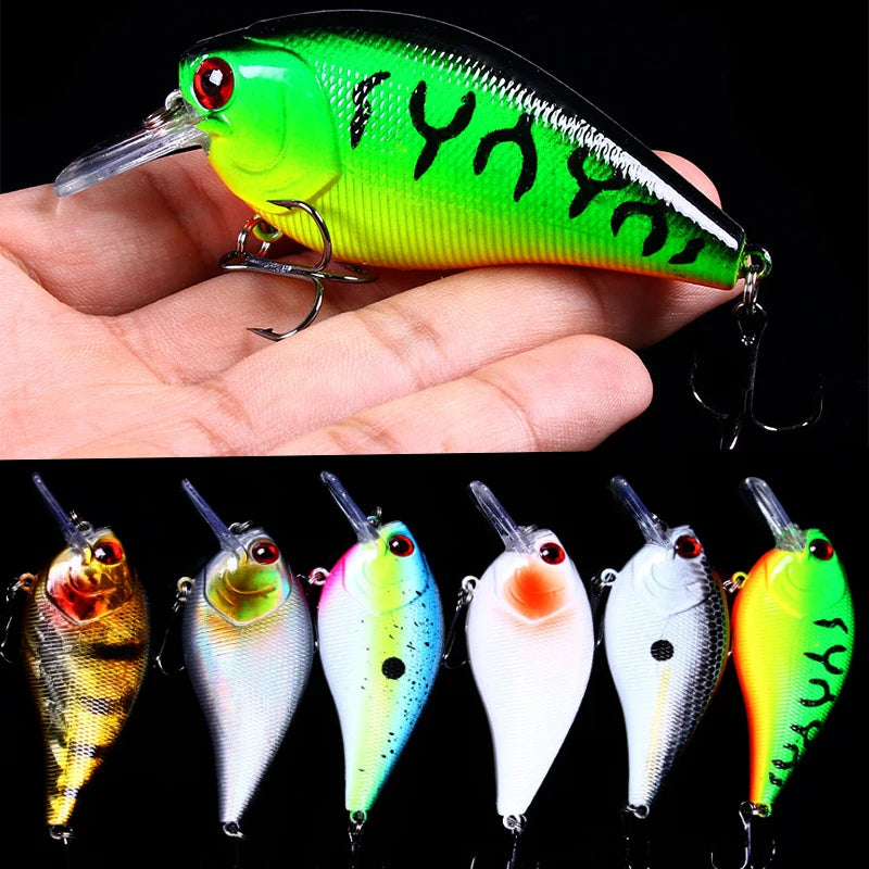 HENGJIA 1 peça 8.5cm 15g chocalho mergulho raso crankbait artificial wobbler para baixo pique isca dura isca de pesca equipamento 6 cores