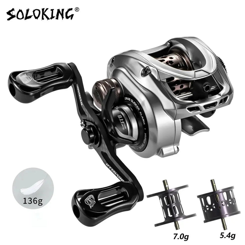 SOLOKING-Ultralight Baitcasting Reel, Carretel de pesca de água salgada, 10 + 1BB, Potência 4kg, ACURA HICC50, BFS, 7.1, 8.1 Gear Ratio, 136g