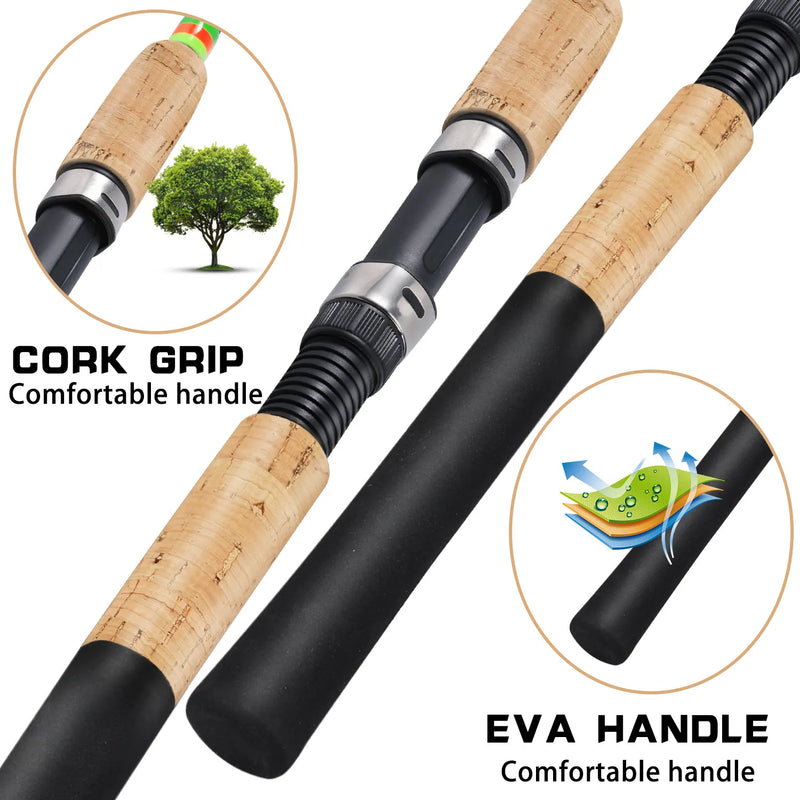 Sougayilang 3m alimentador vara de pesca alça de cortiça fibra de carbono fiação varas de pesca l m h potência 30-120g isca peso carpa pólo pesca